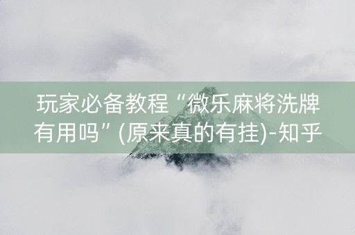 玩家必备教程“微乐麻将洗牌有用吗”(原来真的有挂)-知乎