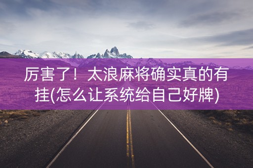 厉害了！太浪麻将确实真的有挂(怎么让系统给自己好牌)