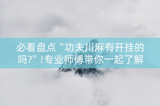 必看盘点“功夫川麻有开挂的吗?”!专业师傅带你一起了解（详细教程）-知乎