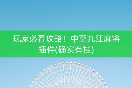 玩家必看攻略！中至九江麻将插件(确实有挂)