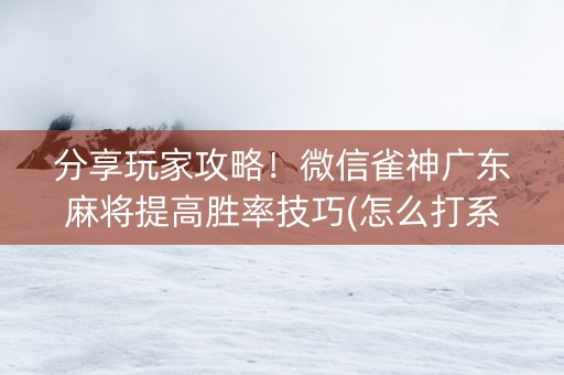 分享玩家攻略！微信雀神广东麻将提高胜率技巧(怎么打系统才能给好牌)