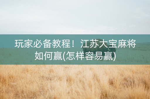 玩家必备教程！江苏大宝麻将如何赢(怎样容易赢)