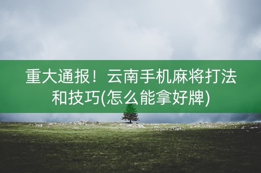 重大通报！云南手机麻将打法和技巧(怎么能拿好牌)