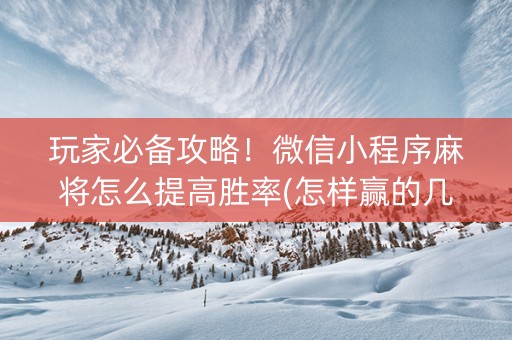 玩家必备攻略！微信小程序麻将怎么提高胜率(怎样赢的几率大)