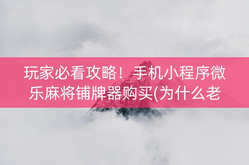 玩家必看攻略！手机小程序微乐麻将铺牌器购买(为什么老输)