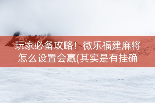 玩家必备攻略！微乐福建麻将怎么设置会赢(其实是有挂确实有挂)
