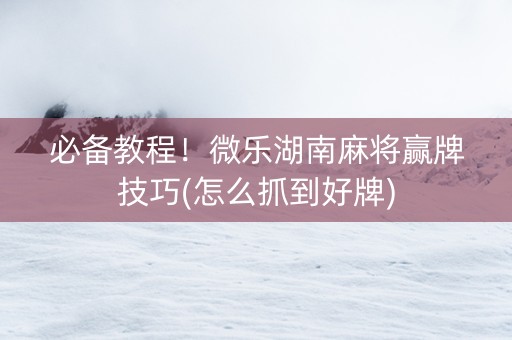 必备教程！微乐湖南麻将赢牌技巧(怎么抓到好牌)