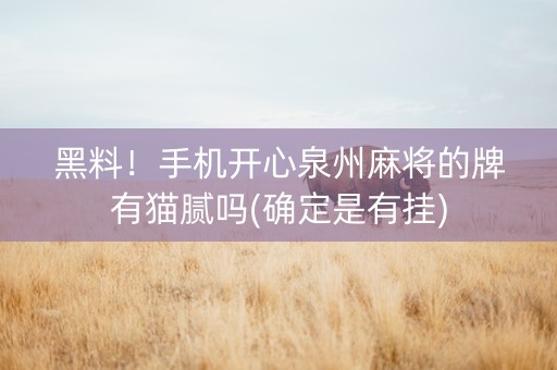 黑料！手机开心泉州麻将的牌有猫腻吗(确定是有挂)