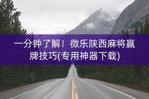 一分钟了解！微乐陕西麻将赢牌技巧(专用神器下载)
