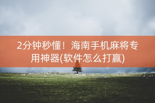 2分钟秒懂！海南手机麻将专用神器(软件怎么打赢)