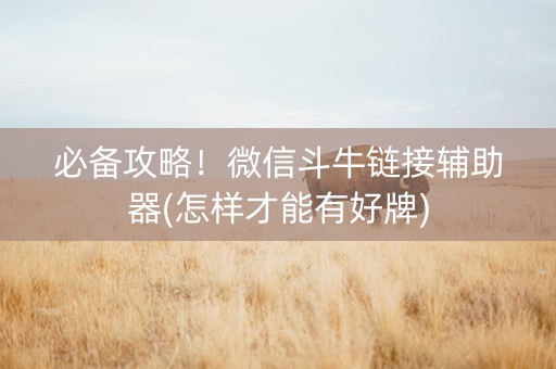 必备攻略！微信斗牛链接辅助器(怎样才能有好牌)