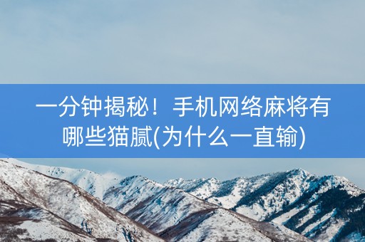一分钟揭秘！手机网络麻将有哪些猫腻(为什么一直输)