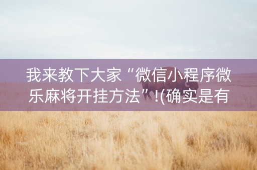 我来教下大家“微信小程序微乐麻将开挂方法”!(确实是有挂)-知乎