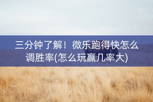三分钟了解！微乐跑得快怎么调胜率(怎么玩赢几率大)