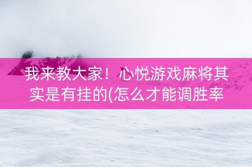 我来教大家！心悦游戏麻将其实是有挂的(怎么才能调胜率)