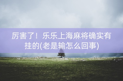 厉害了！乐乐上海麻将确实有挂的(老是输怎么回事)