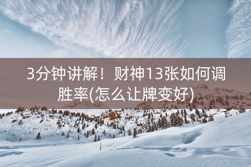 3分钟讲解！财神13张如何调胜率(怎么让牌变好)
