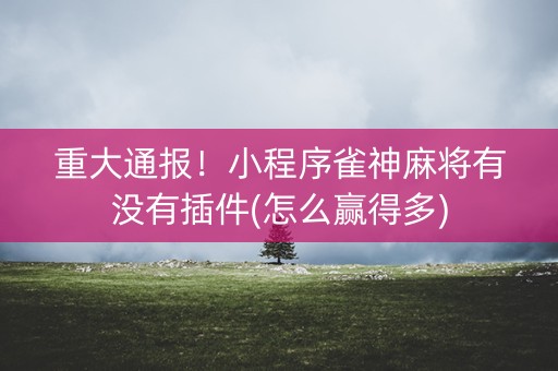 重大通报！小程序雀神麻将有没有插件(怎么赢得多)