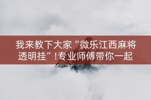 我来教下大家“微乐江西麻将透明挂”!专业师傅带你一起了解（详细教程）-知乎