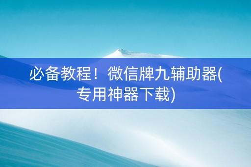必备教程！微信牌九辅助器(专用神器下载)