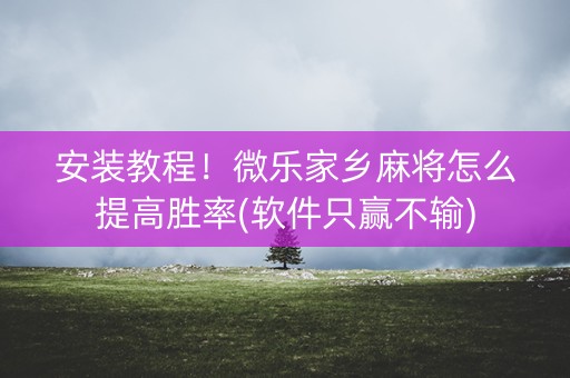 安装教程！微乐家乡麻将怎么提高胜率(软件只赢不输)