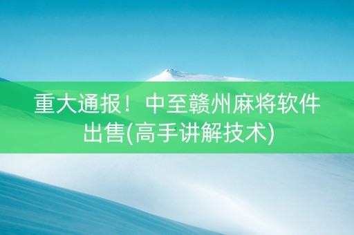 重大通报！中至赣州麻将软件出售(高手讲解技术)