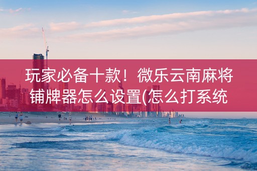 玩家必备十款！微乐云南麻将铺牌器怎么设置(怎么打系统才能给好牌)
