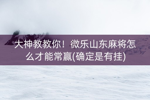 大神教教你！微乐山东麻将怎么才能常赢(确定是有挂)
