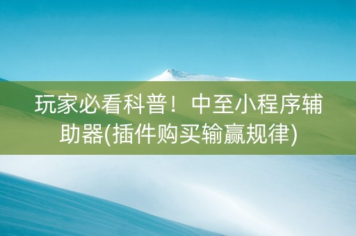 玩家必看科普！中至小程序辅助器(插件购买输赢规律)