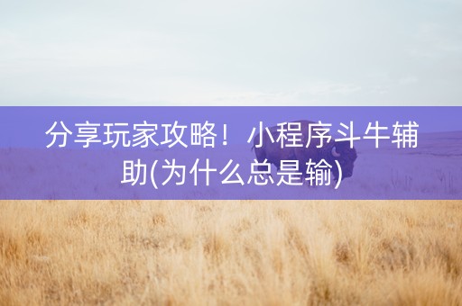 分享玩家攻略！小程序斗牛辅助(为什么总是输)