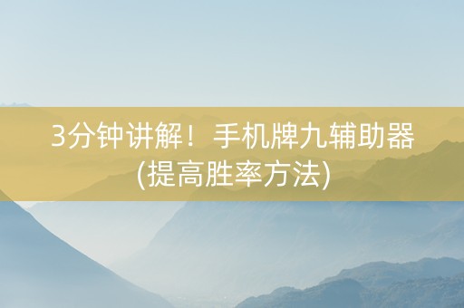 3分钟讲解！手机牌九辅助器(提高胜率方法)