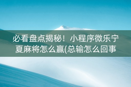 必看盘点揭秘！小程序微乐宁夏麻将怎么赢(总输怎么回事)