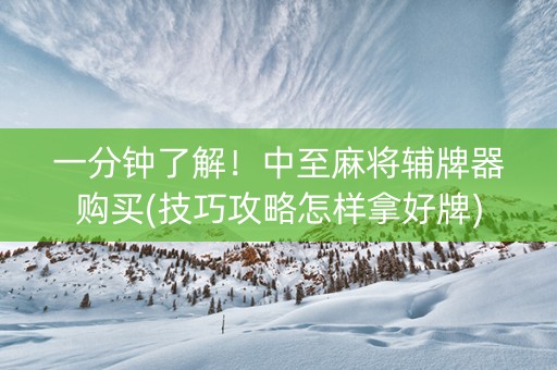 一分钟了解！中至麻将辅牌器购买(技巧攻略怎样拿好牌)