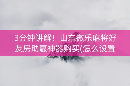 3分钟讲解！山东微乐麻将好友房助赢神器购买(怎么设置胡牌)