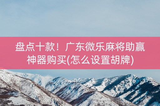 盘点十款！广东微乐麻将助赢神器购买(怎么设置胡牌)