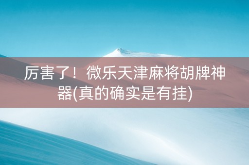 厉害了！微乐天津麻将胡牌神器(真的确实是有挂)