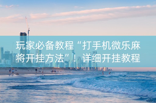 玩家必备教程“打手机微乐麻将开挂方法”！详细开挂教程（确实真的有挂)-知乎