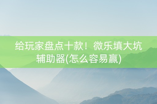 给玩家盘点十款！微乐填大坑辅助器(怎么容易赢)