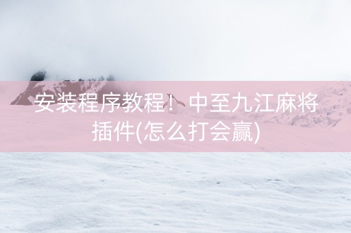 安装程序教程！中至九江麻将插件(怎么打会赢)