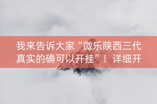 我来告诉大家“微乐陕西三代真实的确可以开挂”！详细开挂教程（确实真的有挂)-知乎