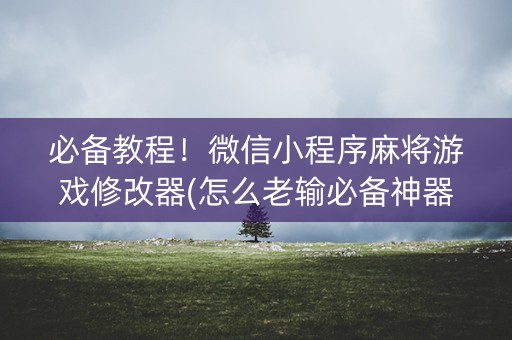 必备教程！微信小程序麻将游戏修改器(怎么老输必备神器)